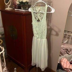 Pretty twirly mint mesh and lace dress